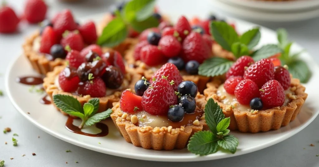 Creative variations of a Quick Fruit Tart, including mini tarts and chocolate drizzle, for the best breakfast near me.