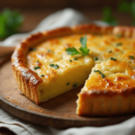 Passover Potato Pie with golden crust and mashed potato filling.